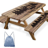 Britown Picnic Table Cover Set with two bench covers in brown wooden colour