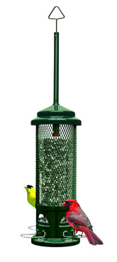 Brome Squirrel Buster Legacy Bird Feeder front view in garden green