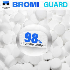 BROMIGUARD bromine tablets close-up showing size