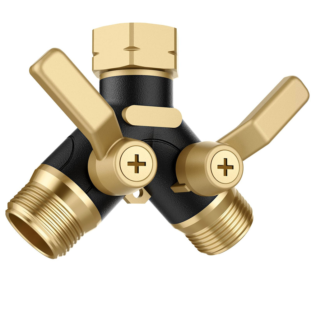 BRONWIDE Garden Hose Splitter front view showing two outlets