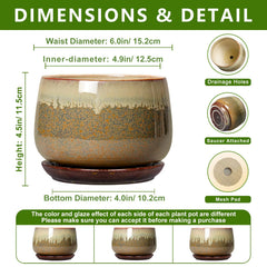 Brown-beige ceramic planter side view