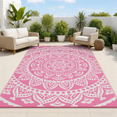 Bsmathom 6'x9' waterproof outdoor rug in flower pink front view