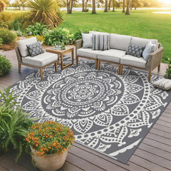 Bsmathom outdoor rug rolled up with matching carry bag