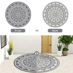 Bsmathom outdoor rug showing reversible design patterns