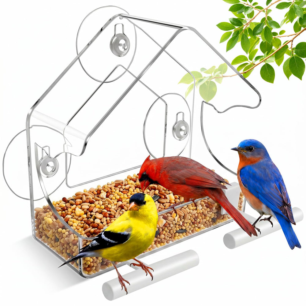 BTFSZ Window Bird Feeder front view with suction cups