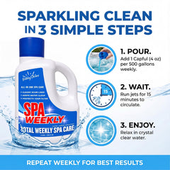 BubbyShine hot tub chemicals being poured into spa water