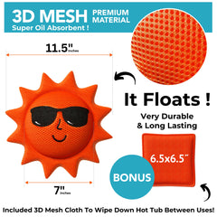 BubbyShine Hot Tub Scum Absorber floating in water