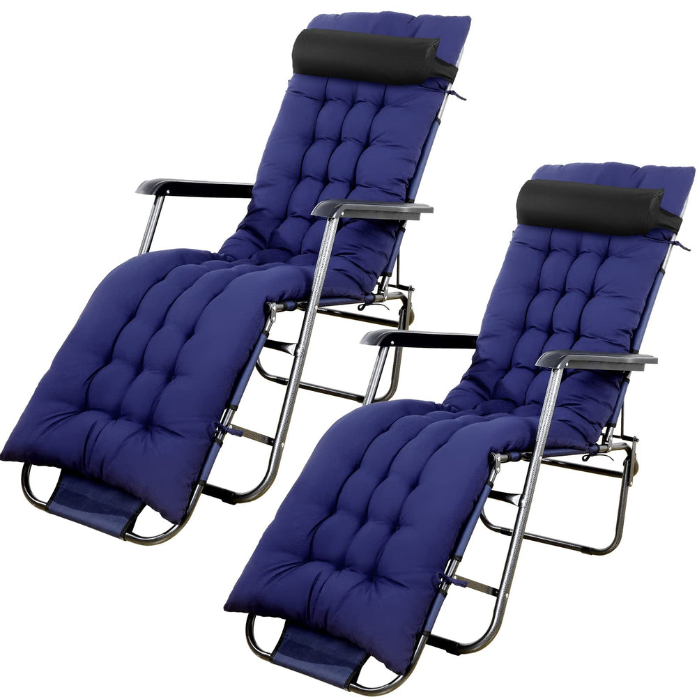 Bucherry 67 x 19 Inch Chaise Lounge Cushions in Navy Blue, front view