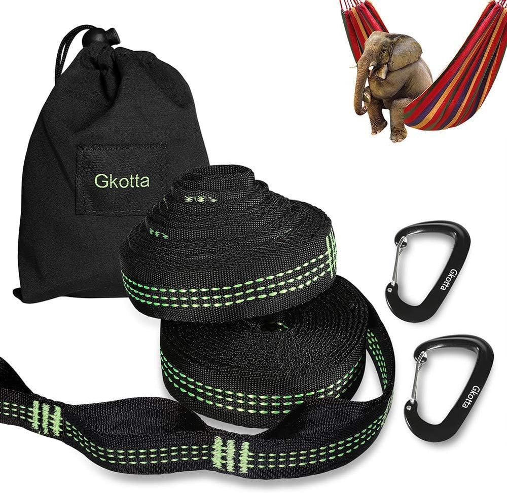 BUDOBEG Hammock Straps Kit with two black straps and carabiners