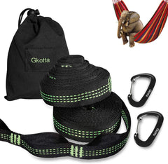 BUDOBEG Hammock Straps Kit with two black straps and carabiners