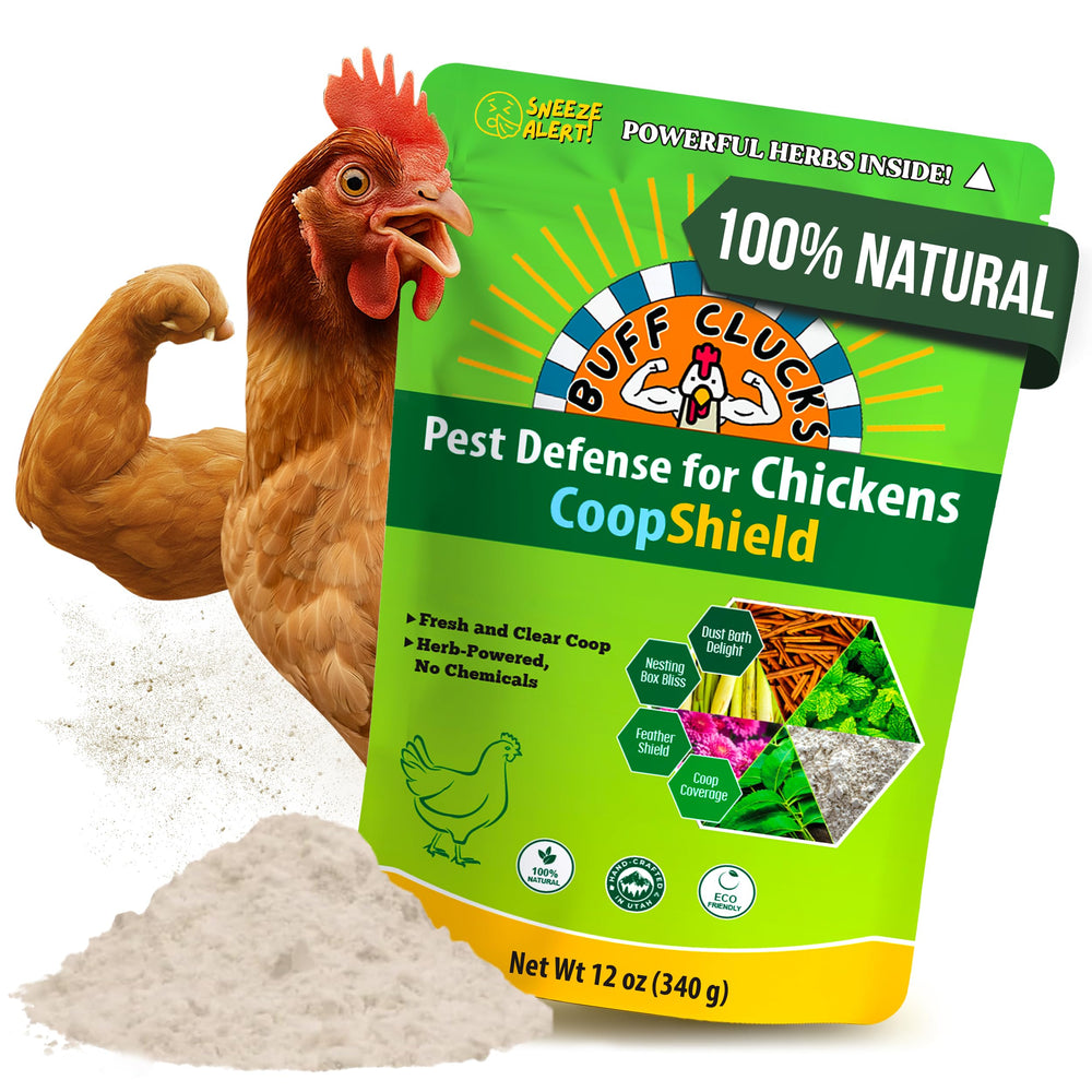 Buff Clucks Dust Bath for Chicken Nesting Herbs 12 oz front view