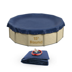 Buffalo Blizzard Deluxe 15 ft round winter pool cover, blue and black