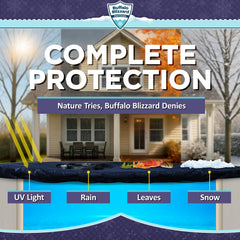 Buffalo Blizzard pool cover installation with steel cable and aluminum winch