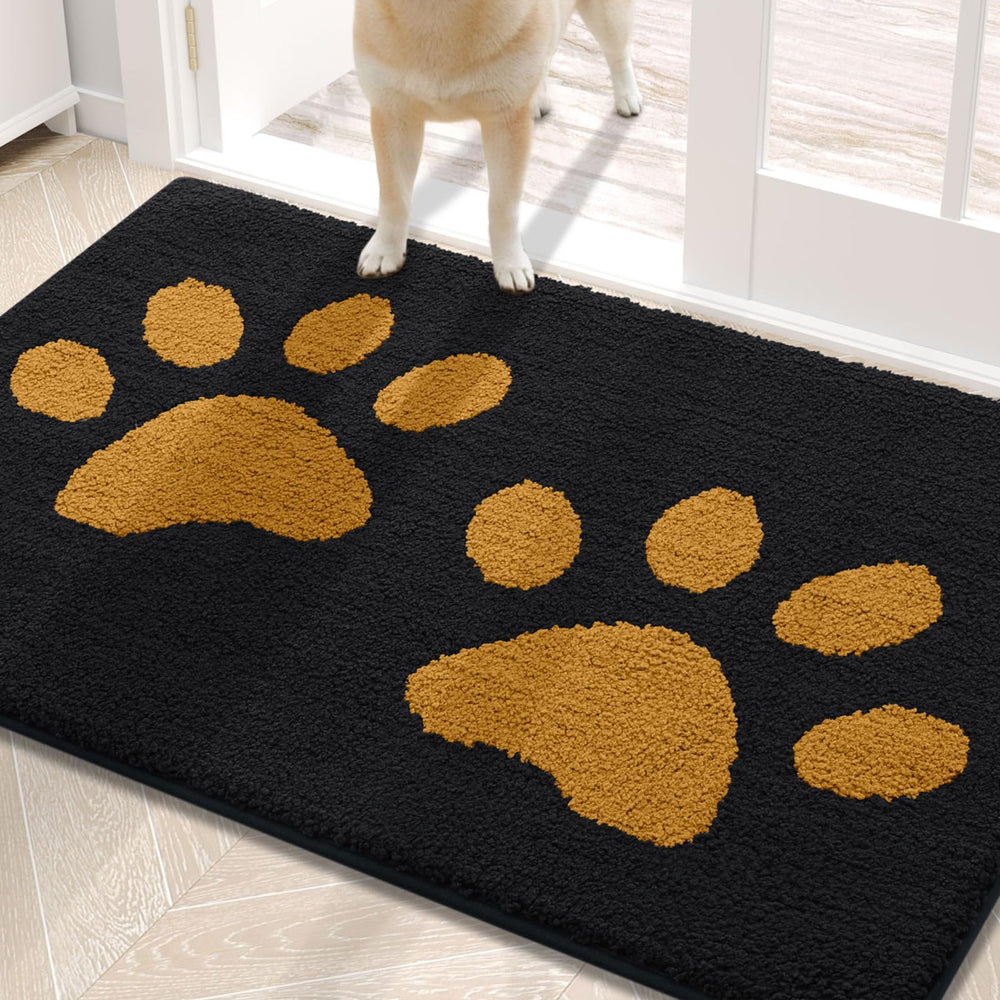 Buganda Dog Door Mat 30x20 black and yellow front view
