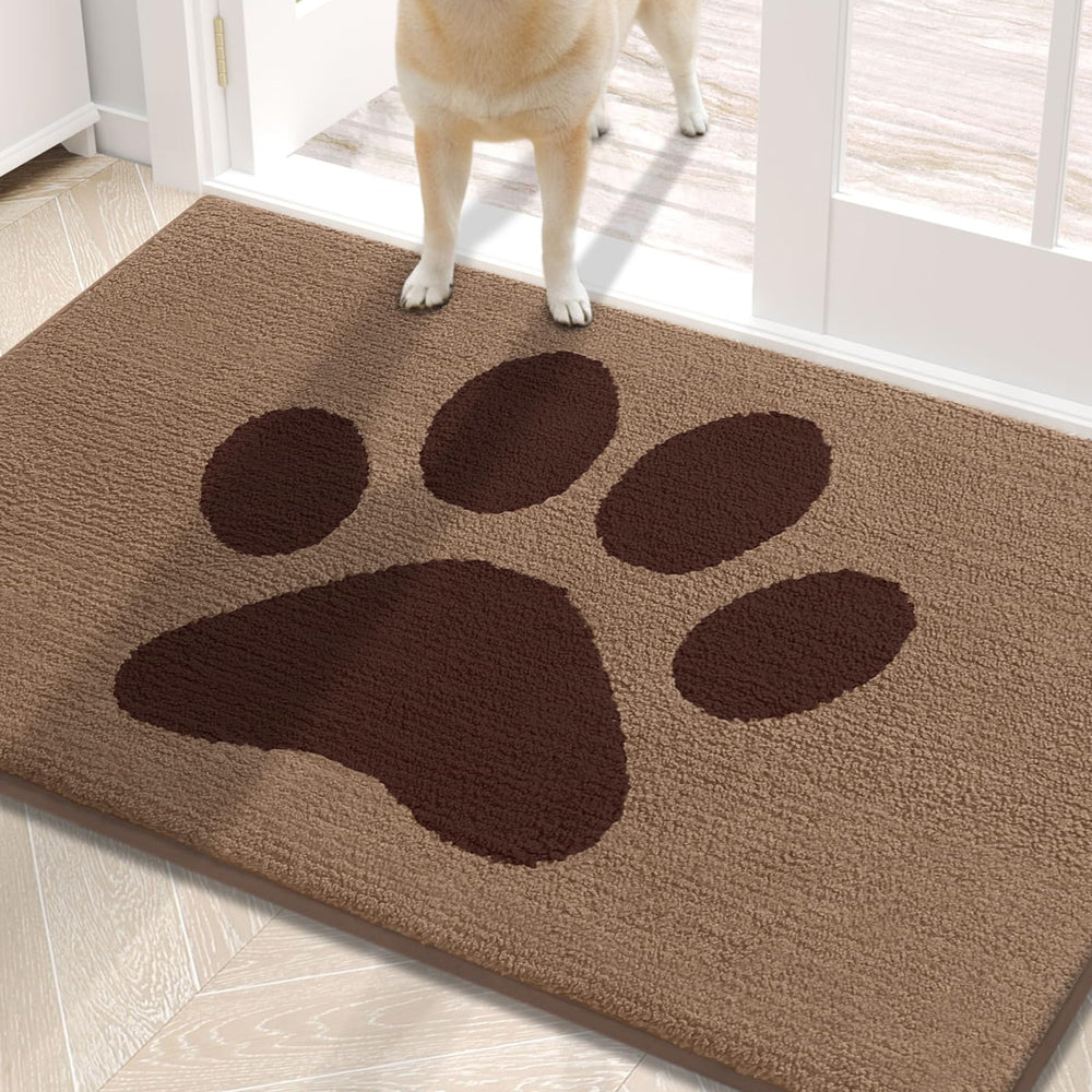 Buganda Dog Door Mat beige front view measuring 30x20 inches