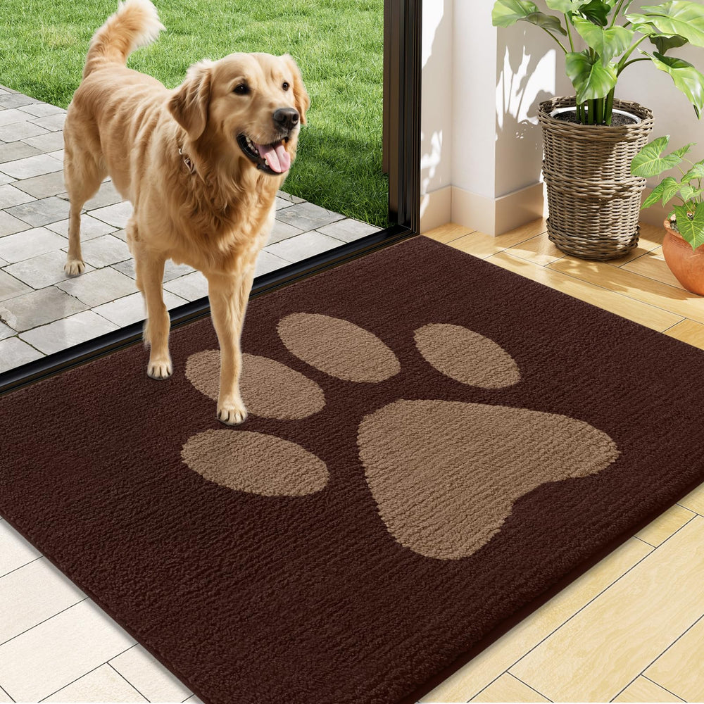 Buganda Dog Door Mat brown front view, 48x30 inches