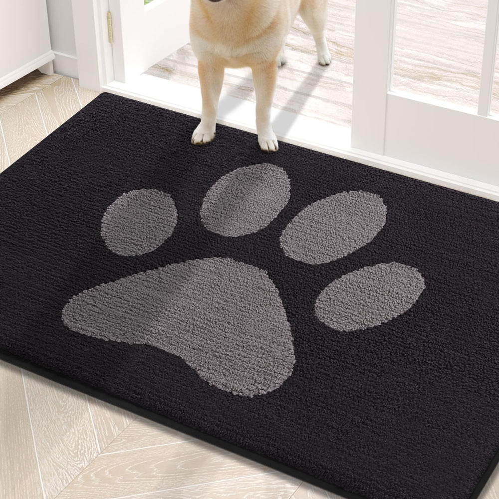 Buganda Dog Door Mat front view black and grey