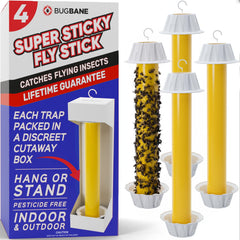 BugBane Fly Stick Sticky Fly Trap front view in yellow