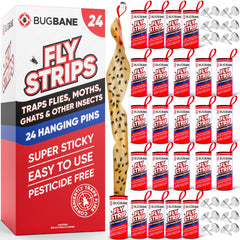 BugBane Fly Strips Indoor Sticky Hanging 24pk packaging front view