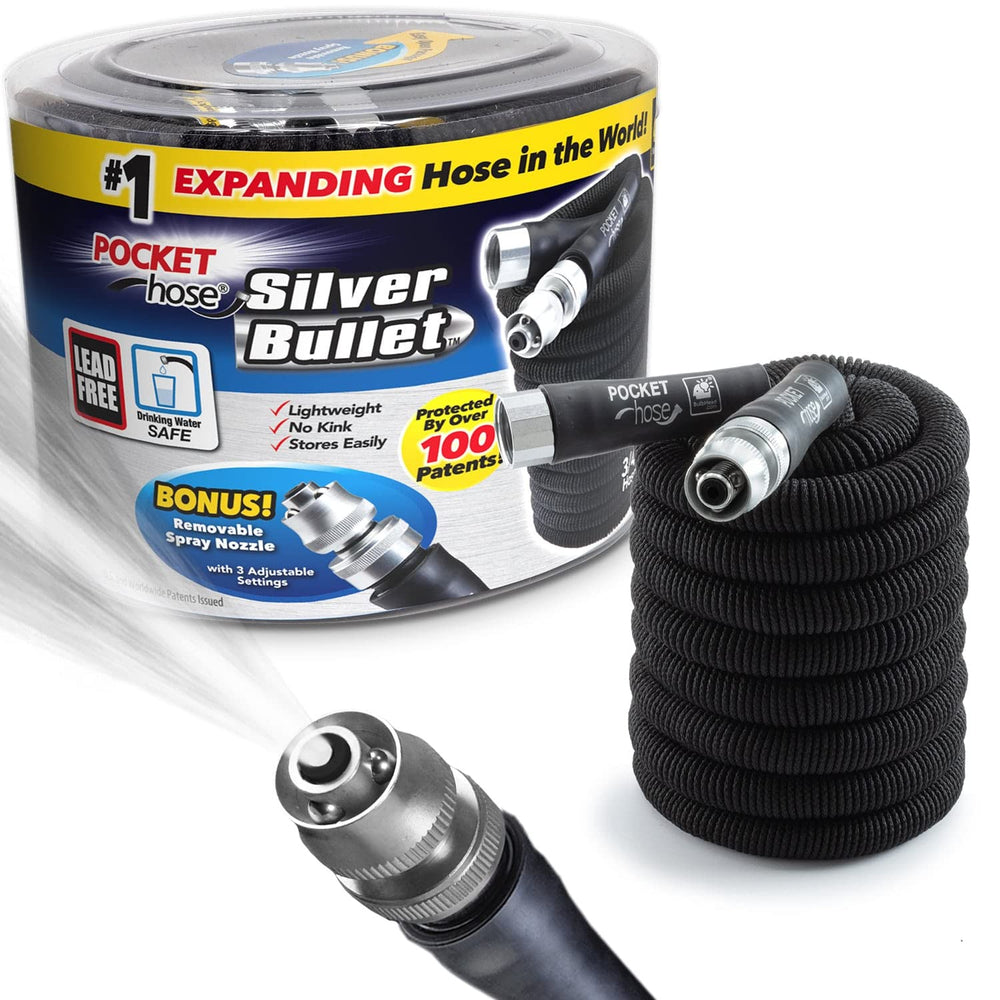 BulbHead Pocket Hose Silver Bullet 50 ft lightweight garden hose front view