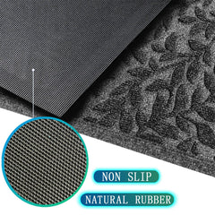 Bulijojo Doormat Leaves Grey with rubber backing