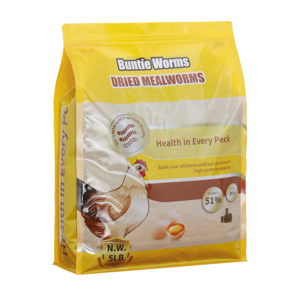 BUNTIE WORMS 5lb dried mealworms for chickens in resealable bag