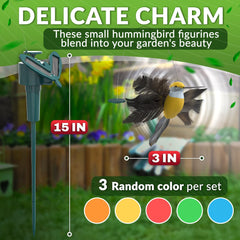 BURIUS Solar Hummingbird Garden Stake in garden setting
