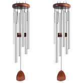 Bursvik 37-inch aluminum wind chimes in silver, front view
