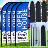 Buryeah Open House Flag Set with four blue feather flags