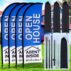 Buryeah Open House Flag Set with four blue feather flags