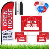 Buryeah Open House Signs Set with flag and signs in red