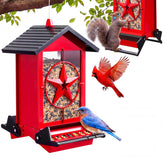 Buteafly Squirrel Proof Bird Feeder, red color, front view