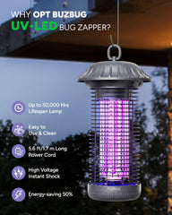 Buzbug LED Bug Zapper side view with power cord