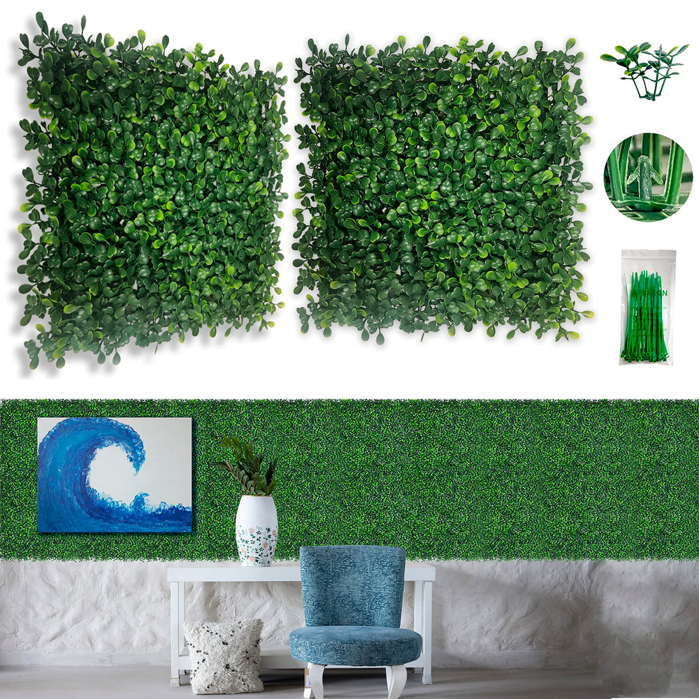 Bybeton 24pk Fake Boxwood Greenery Privacy Fence Screen front view