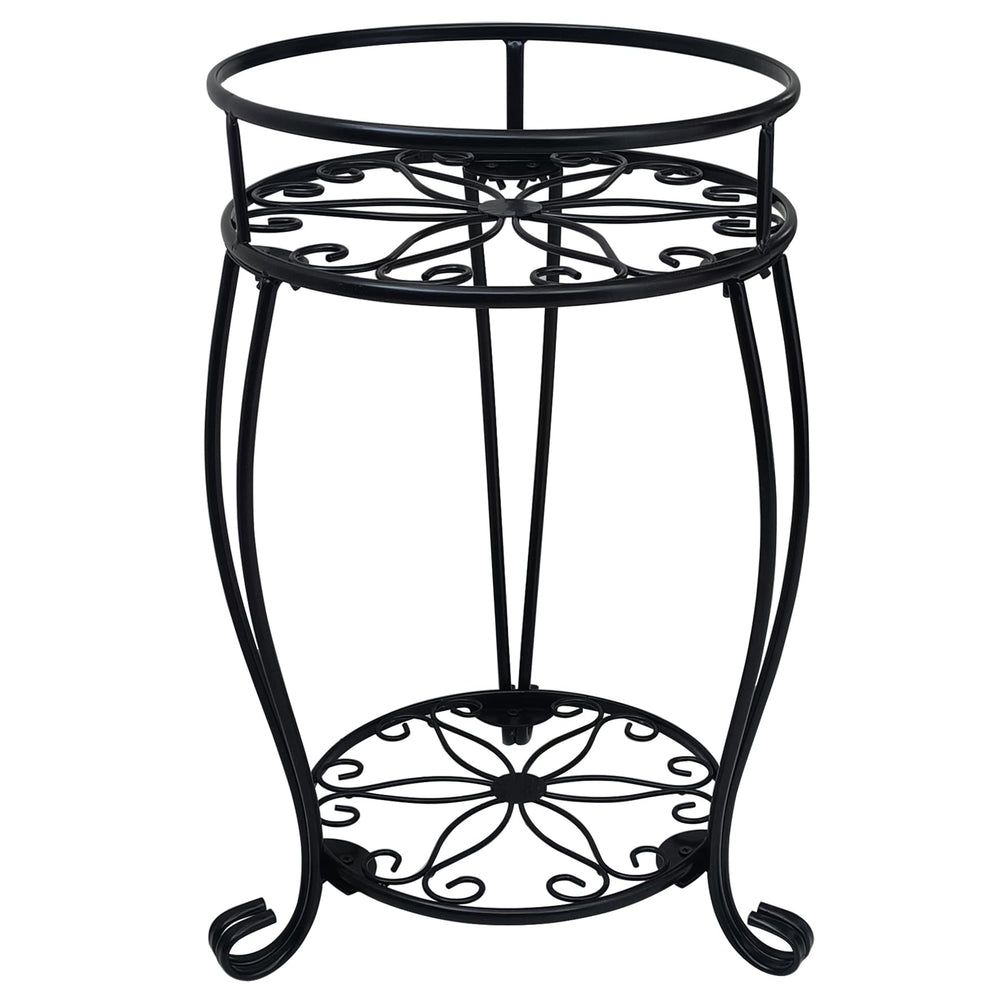 C CASIMR 2 Tier Plant Stand front view in black