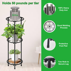 C CASIMR 3 tier plant stand side view showcasing flower pattern