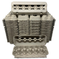 Cackle Hatchery Vented Paper Pulp Egg Carton front view holding eggs