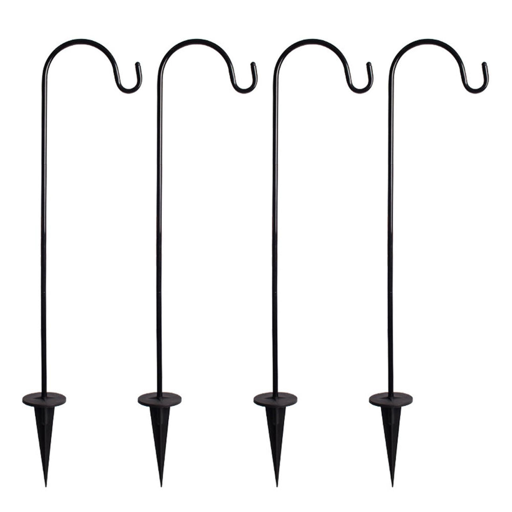 CALIDAKA Shepherd's Hooks 4 Pack adjustable height in black