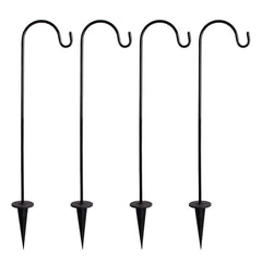 CALIDAKA Shepherd's Hooks 4 Pack adjustable height in black