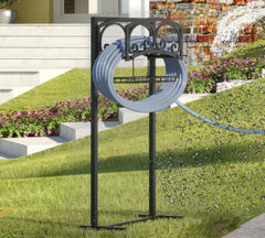 CALIDOLA Freestanding Garden Hose Holder side view with black finish