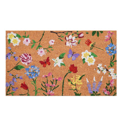 Calloway Mills Butterfly Garden Doormat front view with floral design