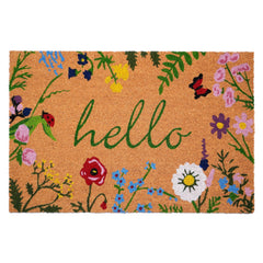 Calloway Mills Floral Hello Doormat front view, multicolor design