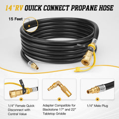 CALPOSE 15FT RV Quick Connect Hose showing connection end