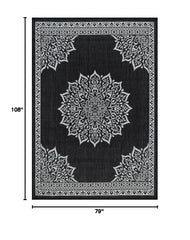 CAMILSON Outdoor Rug 6x9 Medallion Black side view