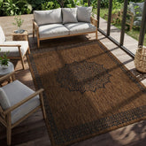 CAMILSON Outdoor Rug 6x9 Medallion Gold front view