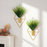 Canlierr gold hanging planter with plastic fake plant front view