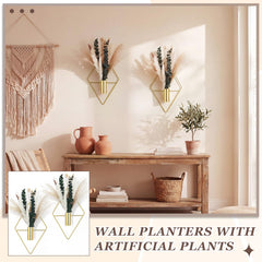 Canlierr gold wall planter with artificial plants in a modern setting