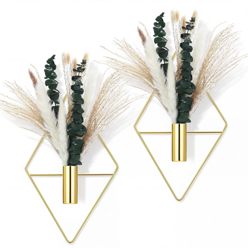 Canlierr hanging plants wall decor gold metal planter with pampas grass