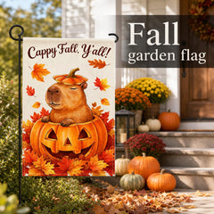 Capybara Garden Flag side view displaying double-sided design