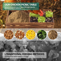 Carbonized wood feeding trough for chickens